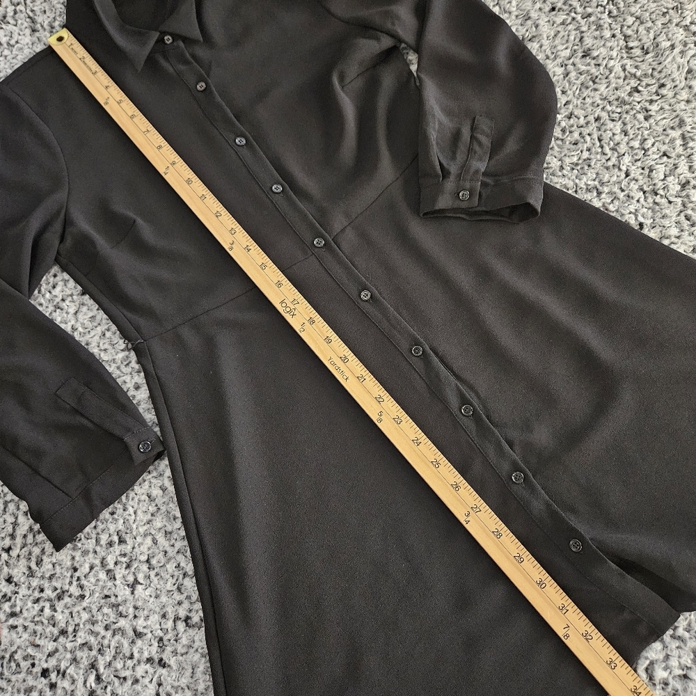 Zara Black Mini Shirt Dress Medium M 3/4 Long Sleeve A-Line Casual Minimalist - Picture 12 of 14